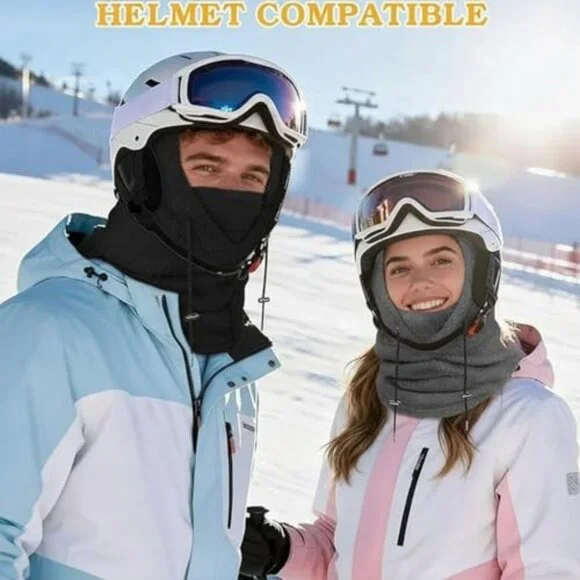 Winter Fleece Balaclava Ski Mask & Glove Set Windproof Sherpa Hood Scarf